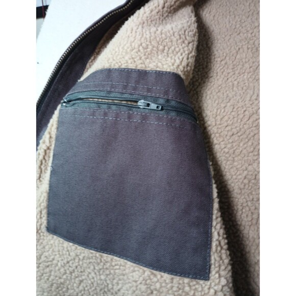 Smith’s Workwear Sherpa Lined Canvas Vest L Brown Zip Front Utility Outdoor - Picture 7 of 13